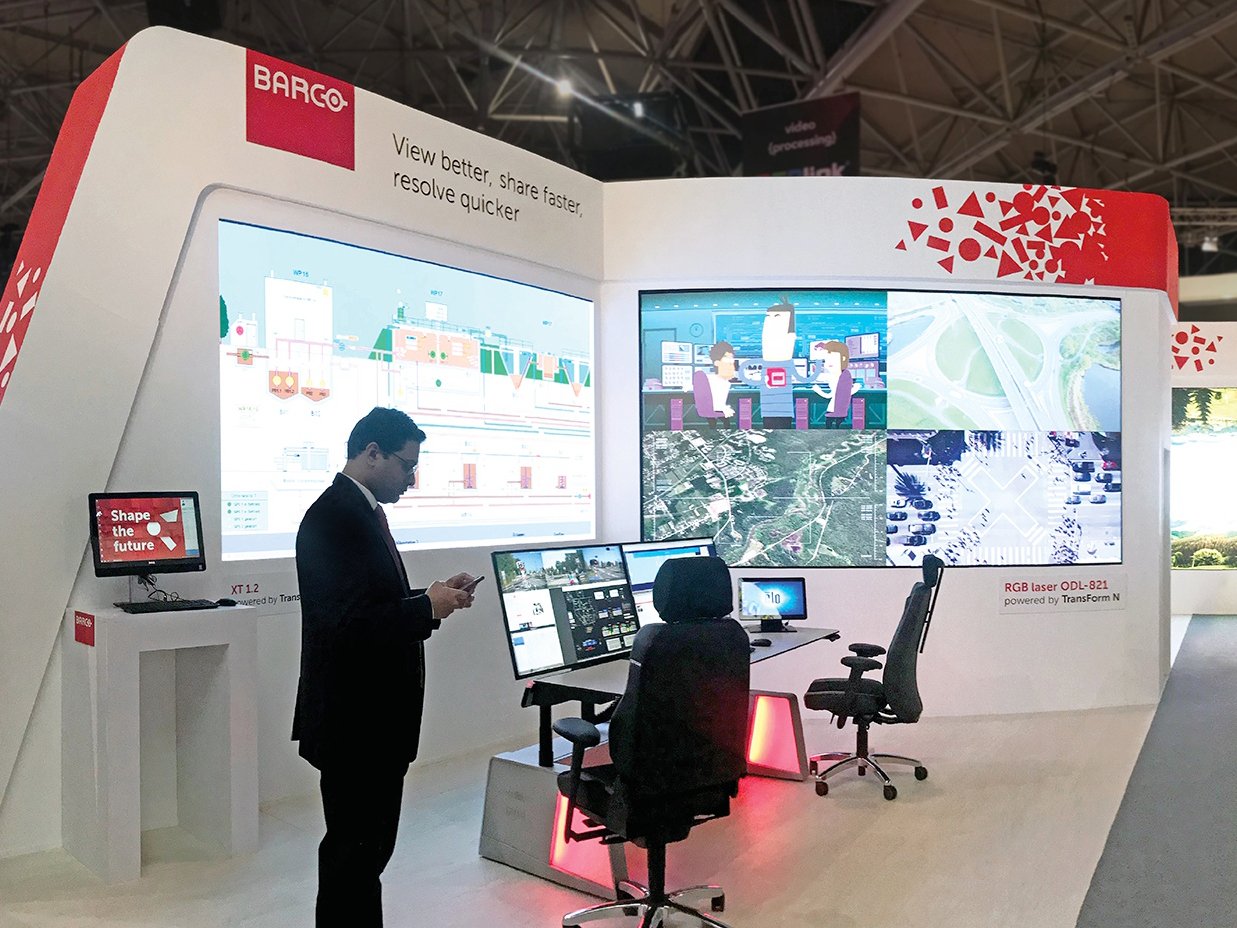 exhibition custom booth for Barco at the Integrated Systems Europe
