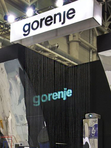 custom-made exhibition stand with waterfall at Kyiv trade show