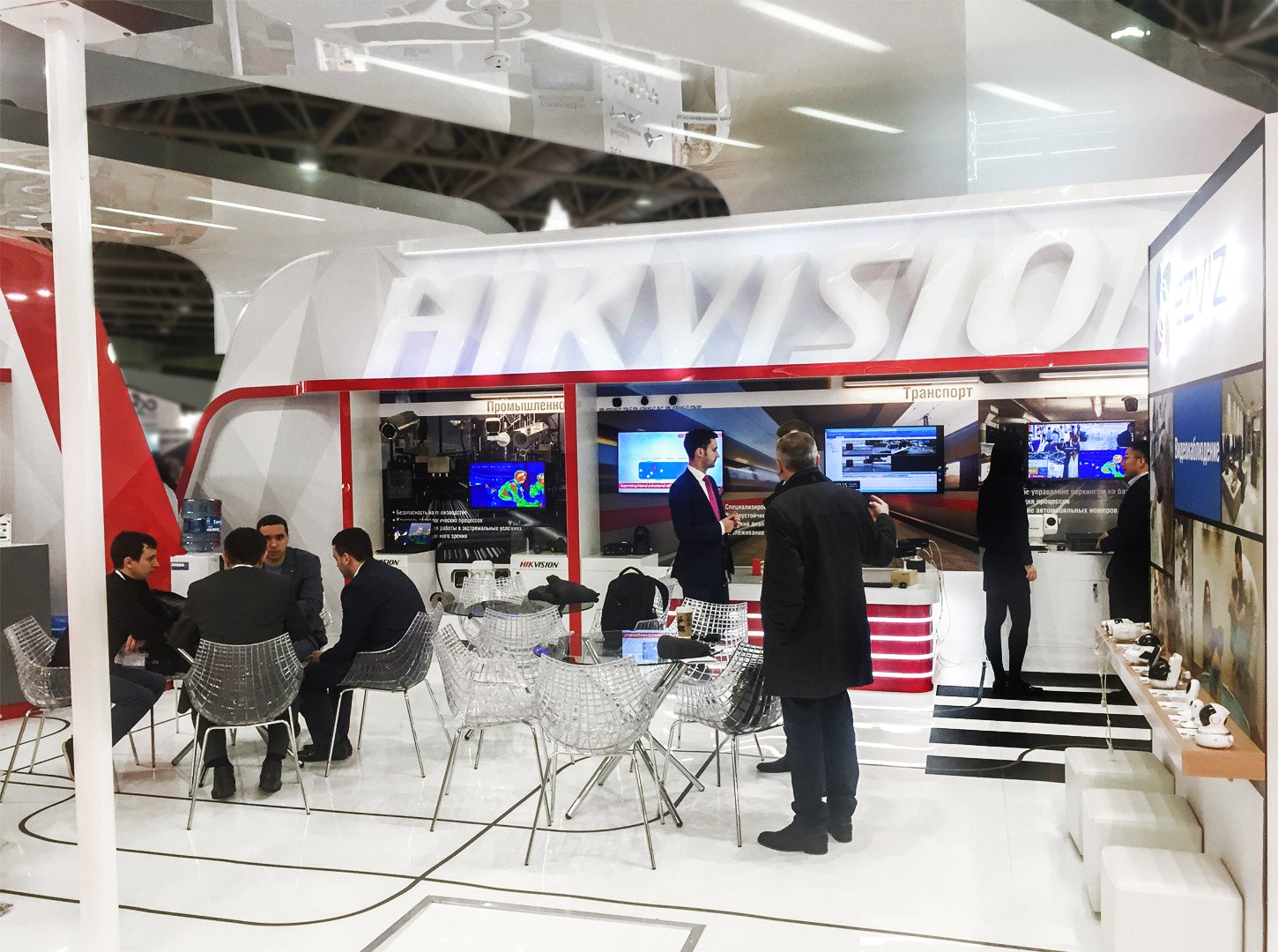 glossy ceiling of the HIKVISION stand