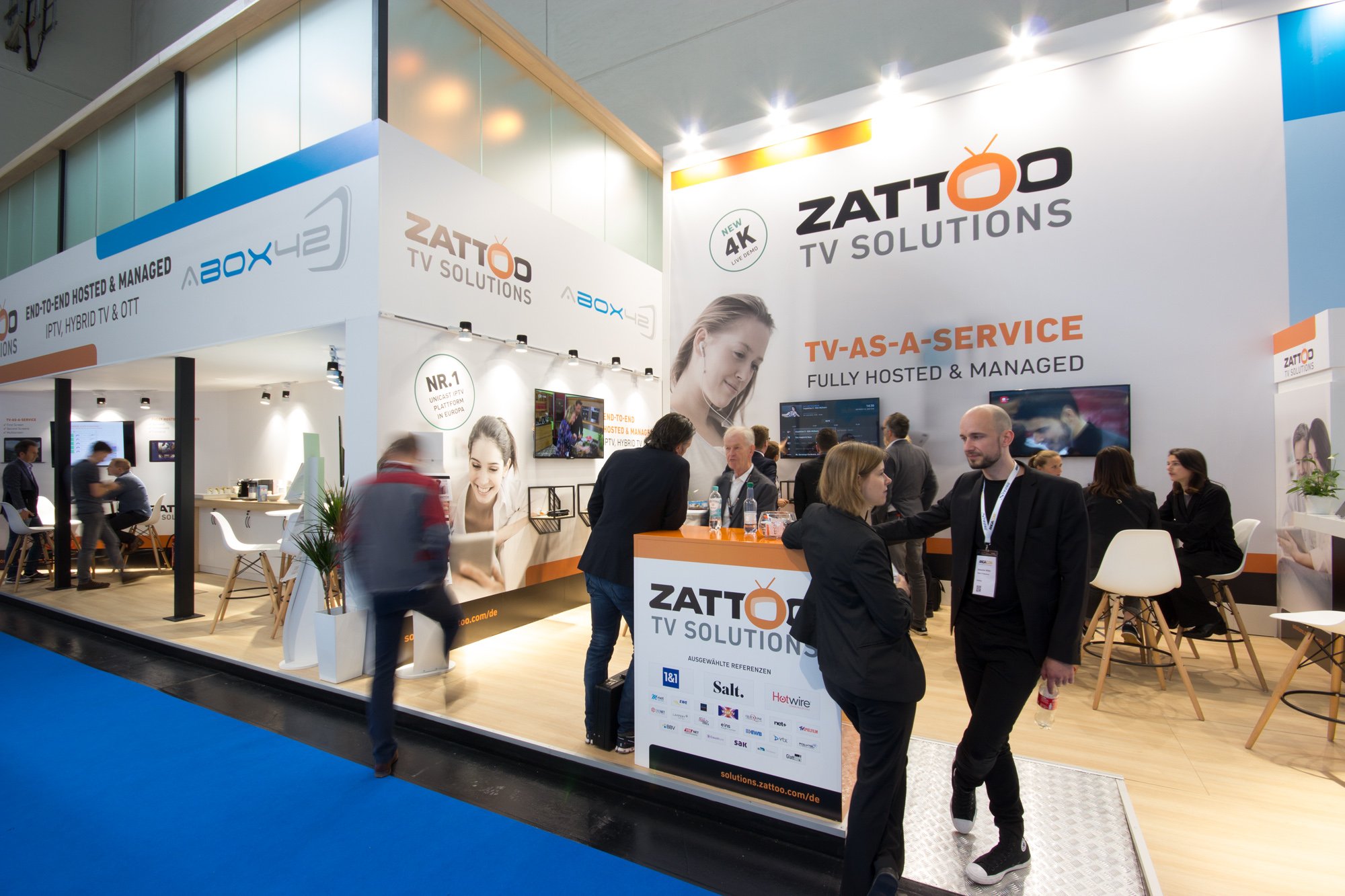 exhibition stand for ZATTOO and ABOX
